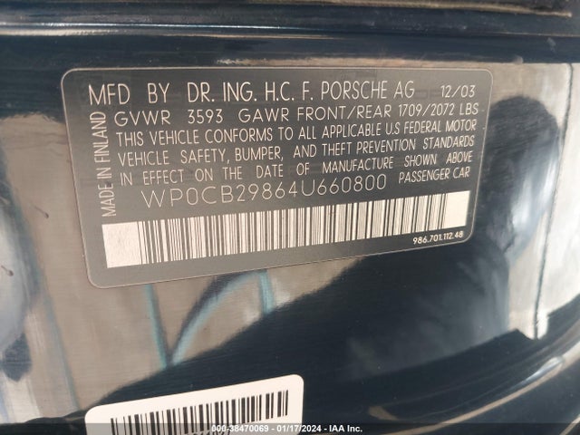 2004 PORSCHE BOXSTER WP0CB29864U660800 Photo 8
