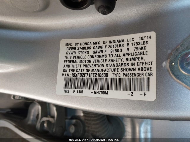 Honda CIVIC SE 2015 19XFB2F71FE210630 Image 9