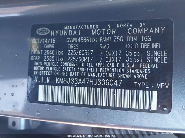 Hyundai TUCSON SE 2017 KM8J33A47HU336047 Image 9