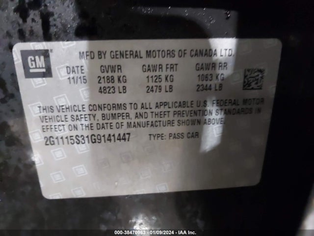 Chevrolet Impala 2lt 2016 2G1115S31G9141447 Image 9