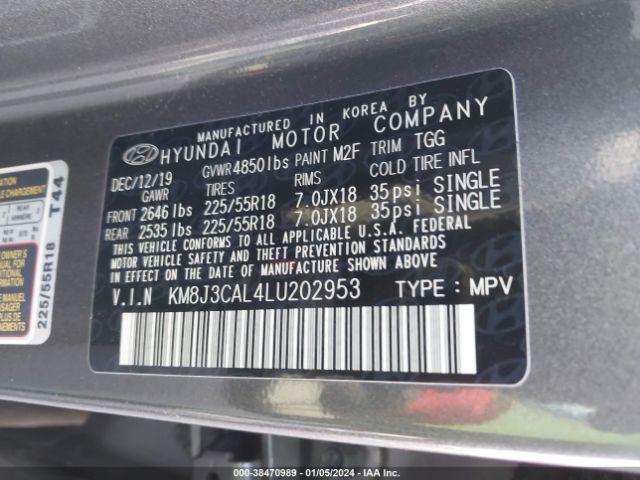2020 HYUNDAI TUCSON KM8J3CAL4LU202953 Photo 8