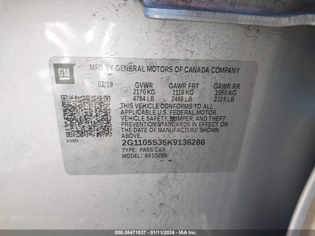 Chevrolet Impala Premier 2019 2G1105S36K9136286 Image 9