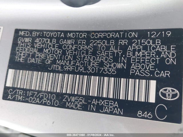Toyota Prius Le Awd-e 2020 JTDL9RFU9L3017335 Image 9