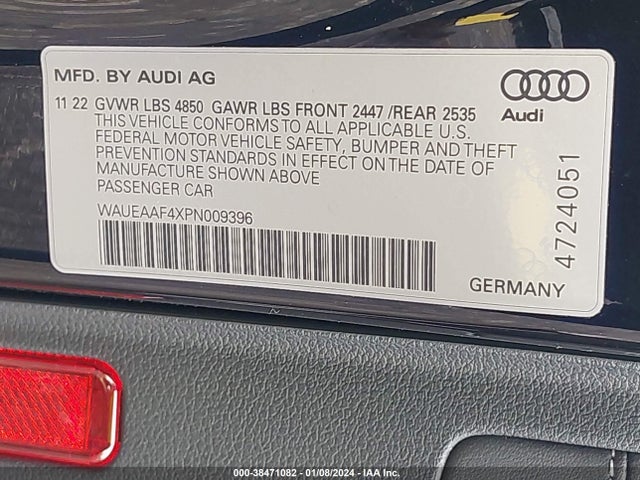 WAUEAAF4XPN009396 Audi A4 Premium Plus 45 Tfsi S Line Quattro S Tronic