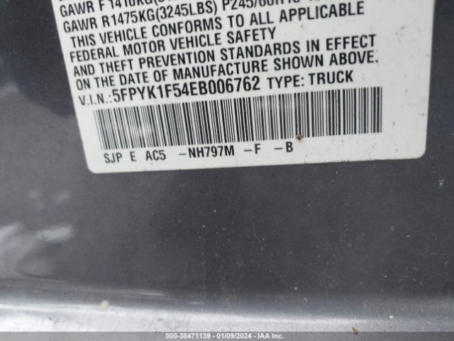 5FPYK1F54EB006762 Honda Ridgeline Rtl