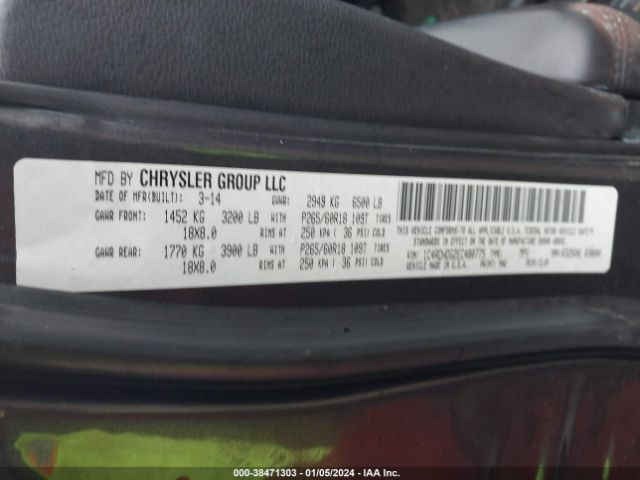 1C4RDHDG2EC480775 Dodge DURANGO LIMITED