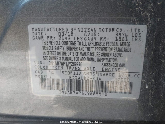 Nissan SENTRA SV 2018 3N1AB7AP1JY289970 Image 9