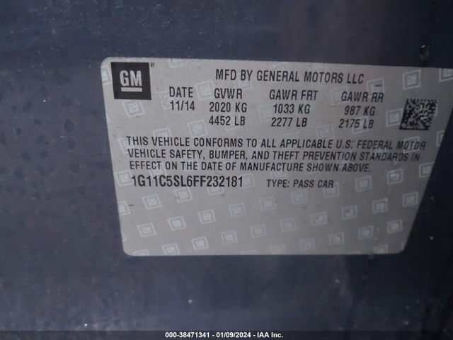 Chevrolet MALIBU 1LT 2015 1G11C5SL6FF232181 Image 9