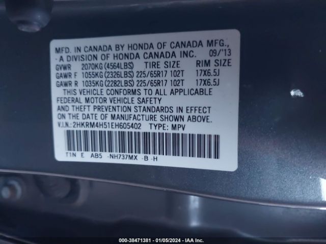 2HKRM4H51EH605402 Honda CR-V EX