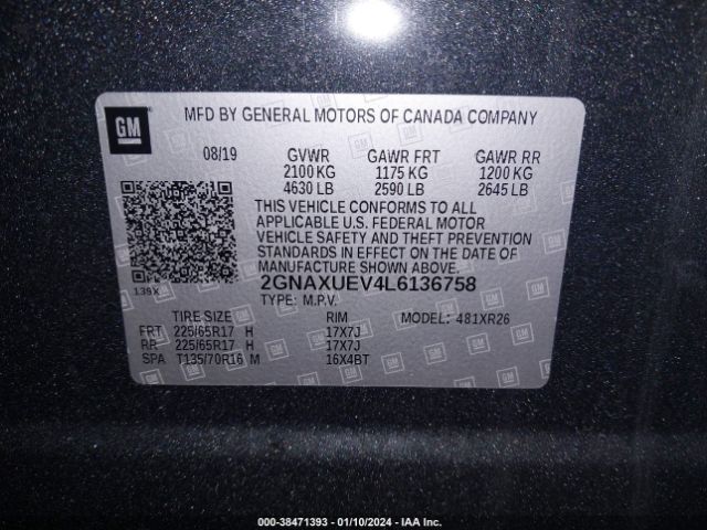 2020 CHEVROLET EQUINOX 2GNAXUEV4L6136758 Photo 8