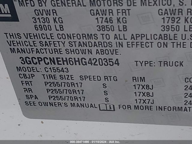3GCPCNEH6HG420354 Chevrolet Silverado 1500 Wt