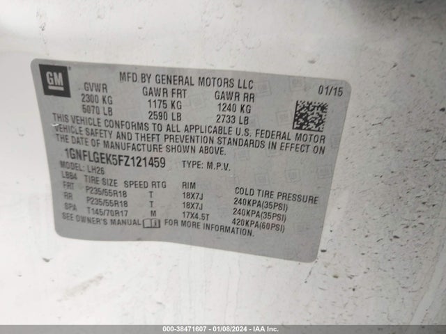Chevrolet Equinox 2lt 2015 1GNFLGEK5FZ121459 Image 9
