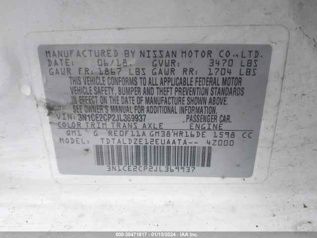 Nissan Versa Note Sv 2018 3N1CE2CP2JL369937 Image 9
