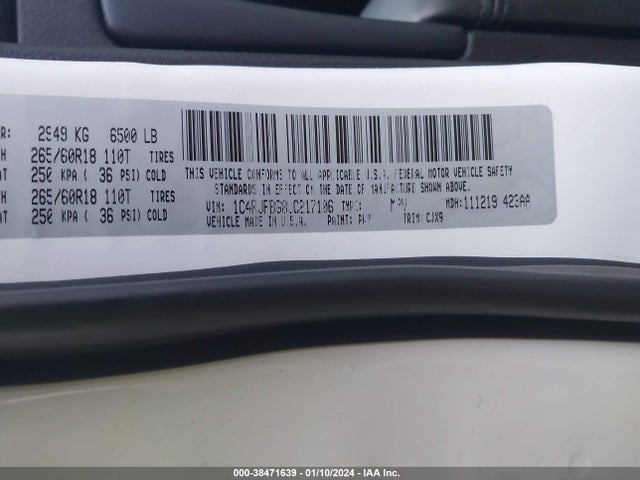 2020 JEEP GRAND CHEROKEE LIMITED 4X4 VIN: 1C4RJFBG8LC217106
