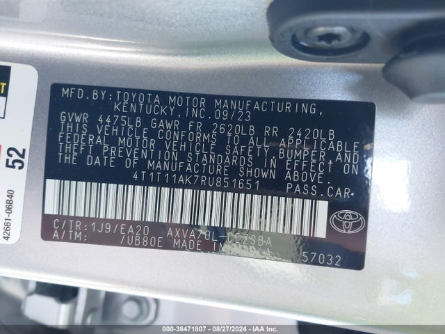 Toyota CAMRY SE 2024 4T1T11AK7RU851651 Image 9