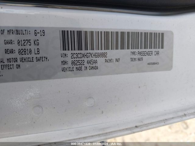 2C3CDXHG7KH680882 Dodge Charger Gt Rwd