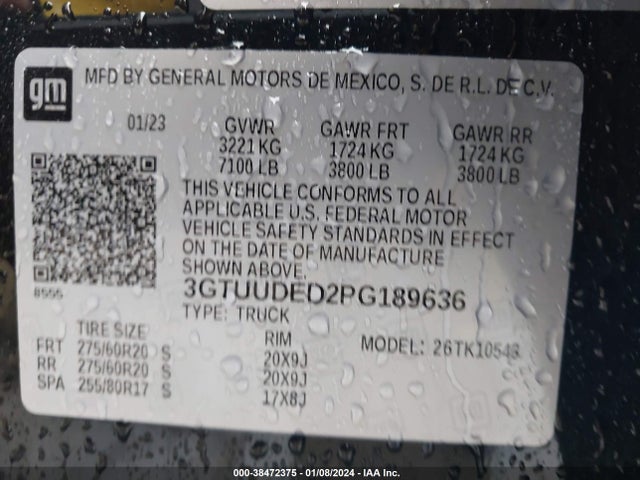 GMC Sierra 1500 4wd  Short Box Slt 2023 3GTUUDED2PG189636 Image 9