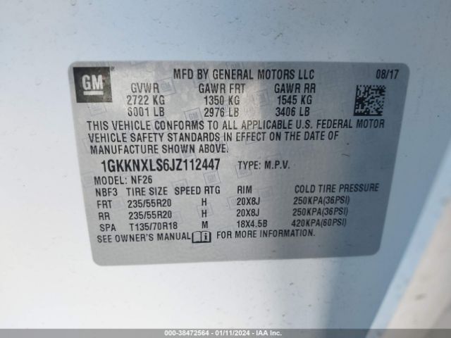 1GKKNXLS6JZ112447 GMC Acadia Denali