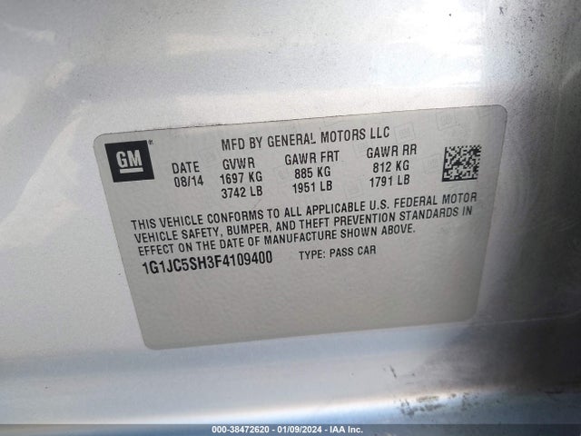 Chevrolet Sonic Lt Auto 2015 1G1JC5SH3F4109400 Image 9