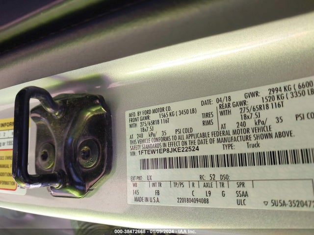 Ford F-150 Xlt 2018 1FTEW1EP8JKE22524 Image 9