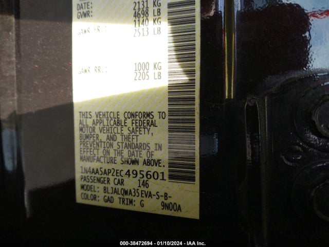 Nissan Maxima 3.5 S/3.5 Sv 2014 1N4AA5AP2EC495601 Image 9