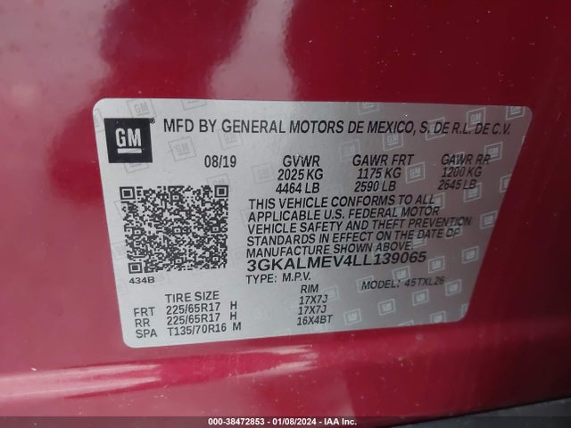 3GKALMEV4LL139065 GMC Terrain Fwd Sle