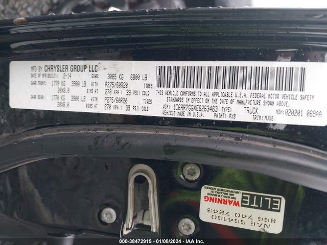 RAM 1500 Big Horn 2014 1C6RR7GGXES263463 Image 9