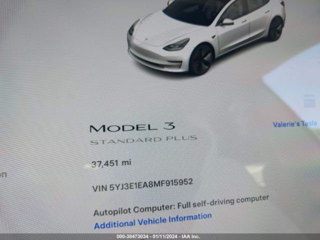 5YJ3E1EA8MF915952 Tesla Model 3 Standard Range Plus Rear-wheel Drive