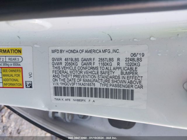 1HGCV3F11KA016576 Honda ACCORD HYBRID