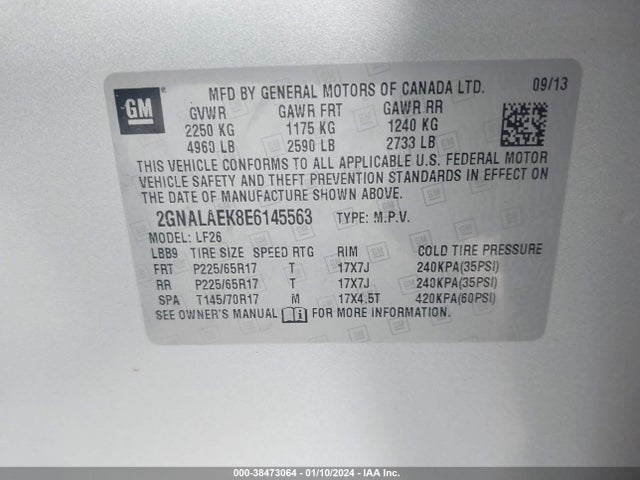 Chevrolet EQUINOX LS 2014 2GNALAEK8E6145563 Image 9
