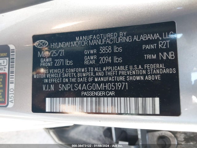 Hyundai ELANTRA SEL 2021 5NPLS4AG0MH051971 Image 9