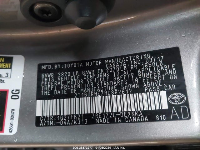 Toyota COROLLA LE 2017 2T1BURHE7HC882612 Image 9