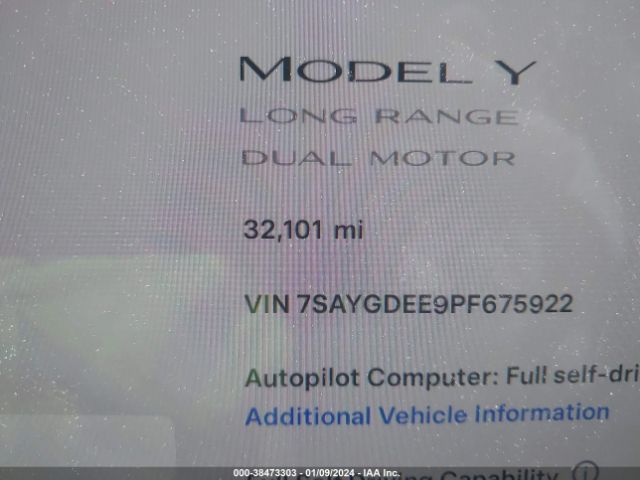 7SAYGDEE9PF675922 Tesla Model Y