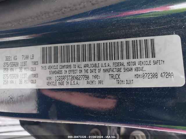 RAM 1500 Longhorn  4x4 6'4 Box 2019 1C6SRFST2KN627790 Image 9