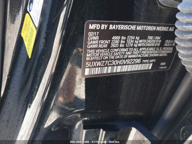5UXWZ7C30H0V92296 BMW X3 Sdrive28i