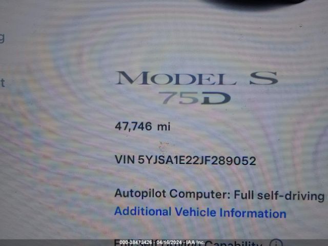 5YJSA1E22JF289052 Tesla MODEL S