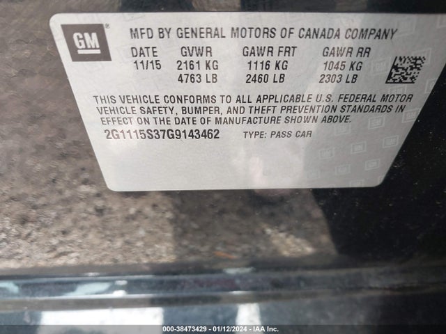 Chevrolet Impala 2lt 2016 2G1115S37G9143462 Image 9