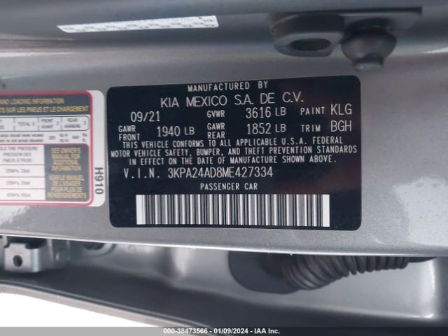 3KPA24AD8ME427334 KIA RIO S
