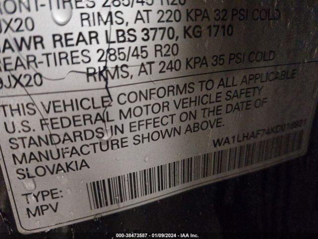 2019 AUDI Q7 WA1LHAF74KD016921 Photo 8