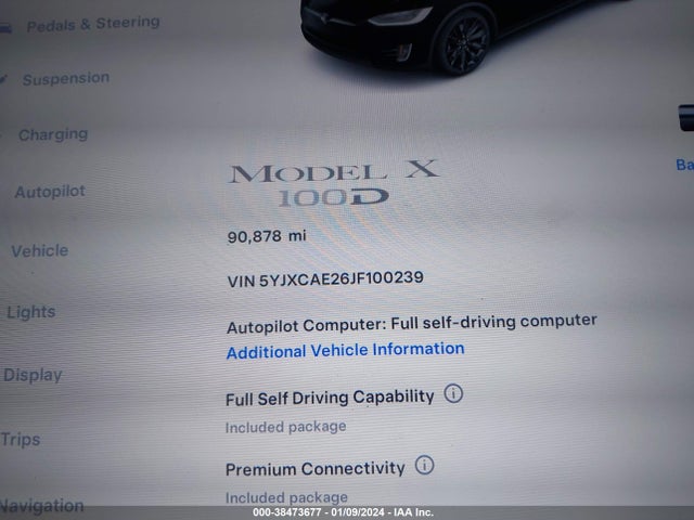 5YJXCAE26JF100239 Tesla Model X 100d/75d/p100d