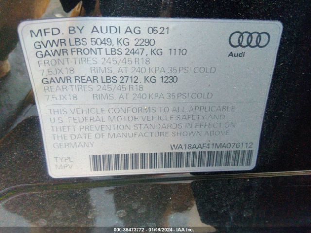 2021 AUDI A4 ALLROAD WA18AAF41MA076112 Photo 8