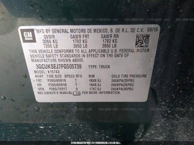 Chevrolet Silverado 1500 2lz 2015 3GCUKSEJ7FG505739 Image 9