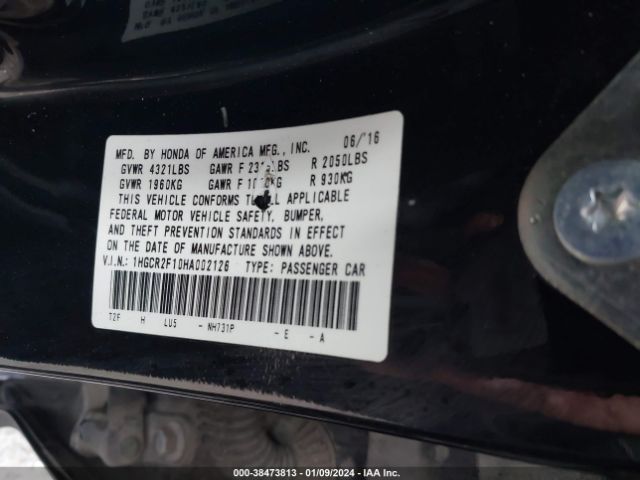 1HGCR2F10HA002126 Honda Accord Sport Se