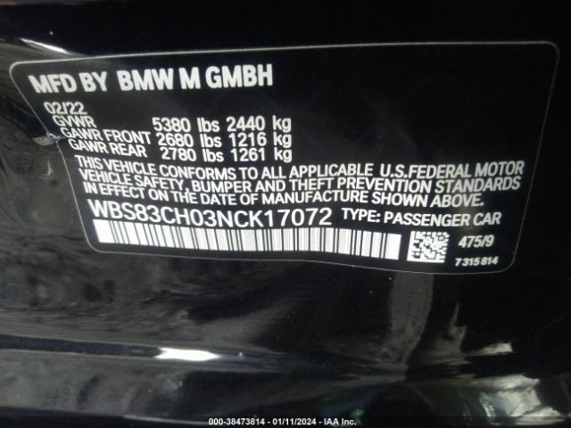 WBS83CH03NCK17072 BMW M5