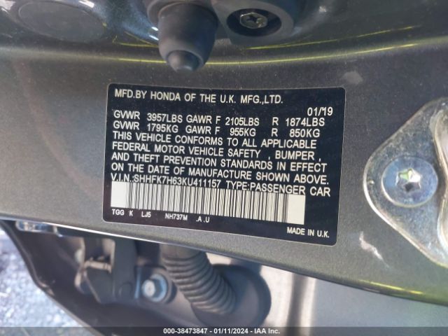 SHHFK7H63KU411157 Honda CIVIC EX