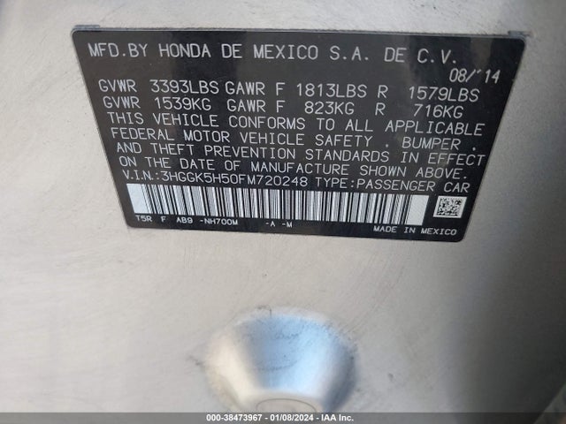 Honda FIT LX 2015 3HGGK5H50FM720248 Image 9