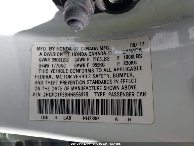 2HGFC1F33HH656078 Honda Civic Ex-t