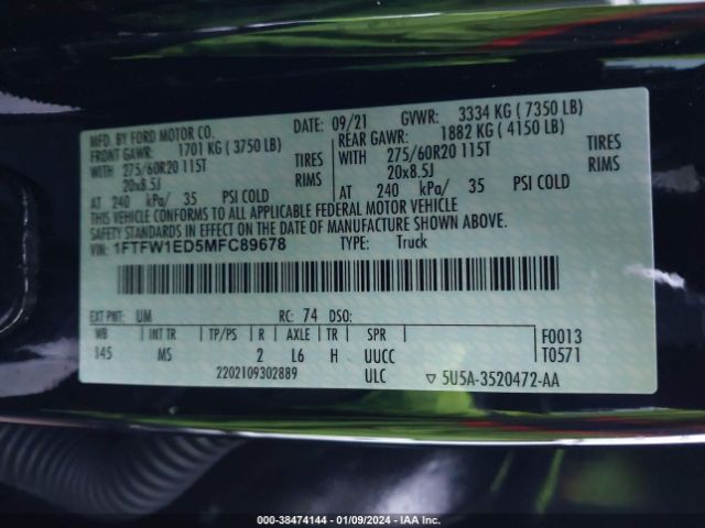 1FTFW1ED5MFC89678 Ford F-150 Xlt