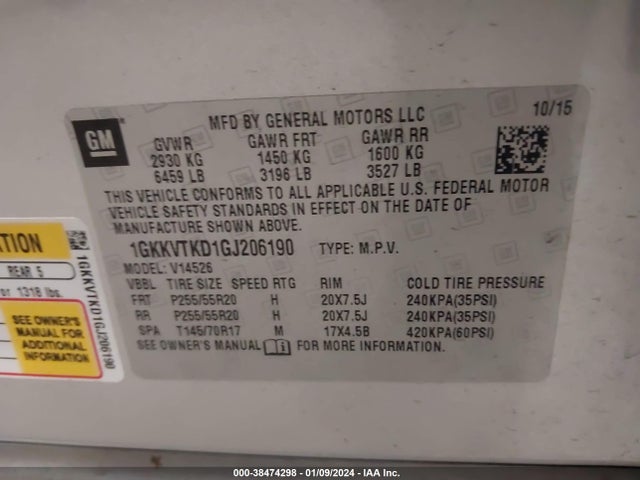 GMC Acadia Denali 2016 1GKKVTKD1GJ206190 Image 9