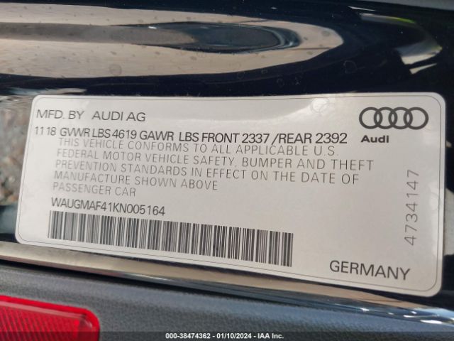 WAUGMAF41KN005164 Audi A4 40 Premium/40 Titanium Premium